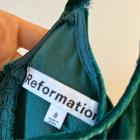 Reformation Emerald Velvet Minna Dress - Picture 5 of 15
